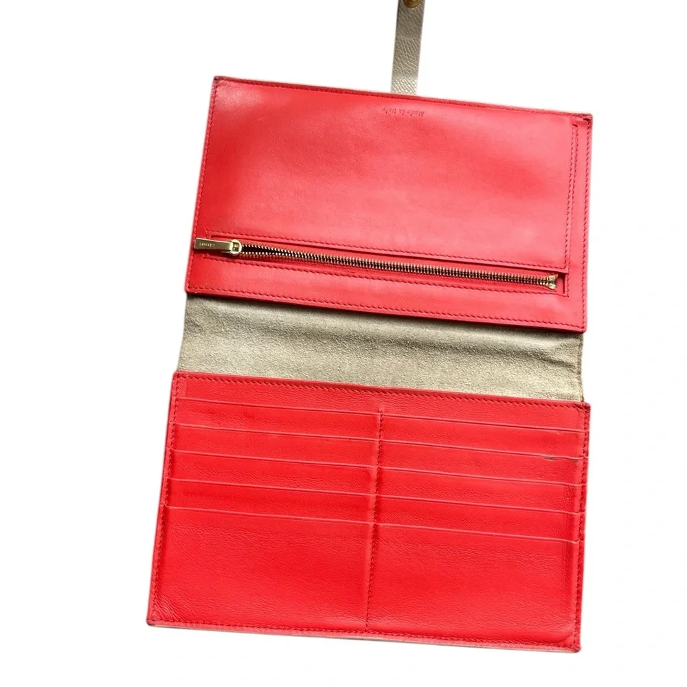 Celine Large Wallet Cream and Bright Orange/Red - Picture 4 of 7